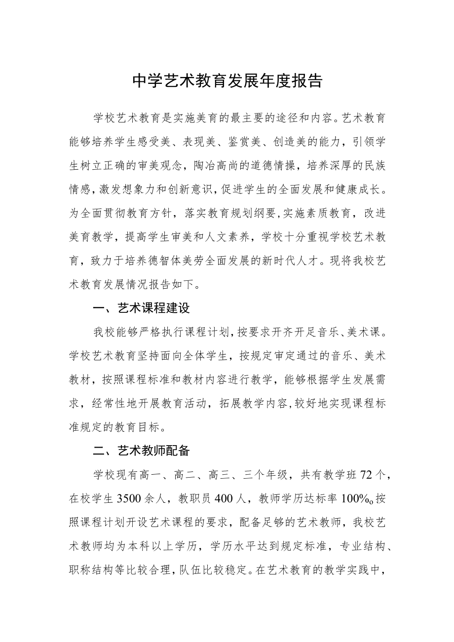 中学艺术教育发展年度报告.docx_第1页