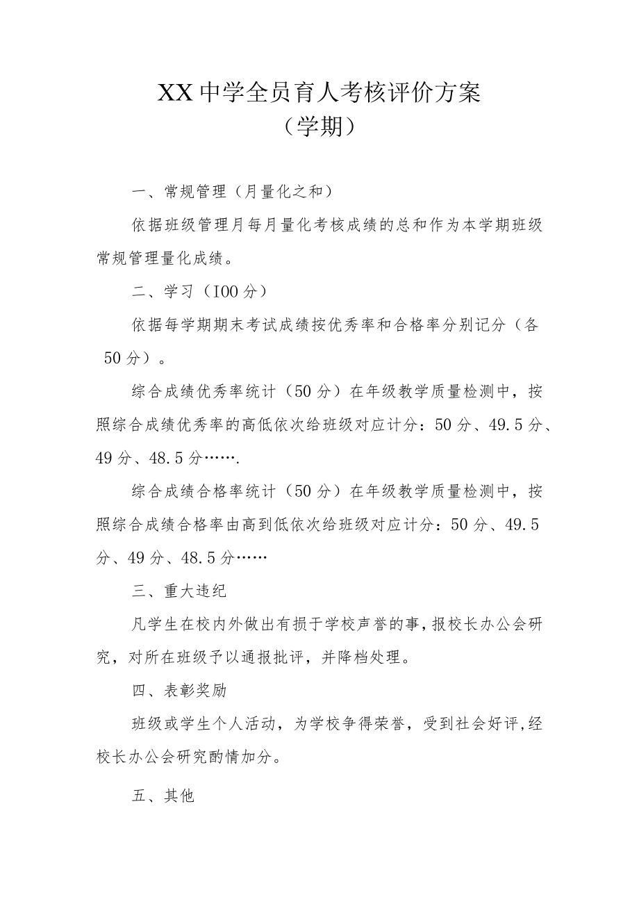 XX中学全员育人考核评价方案.docx_第1页