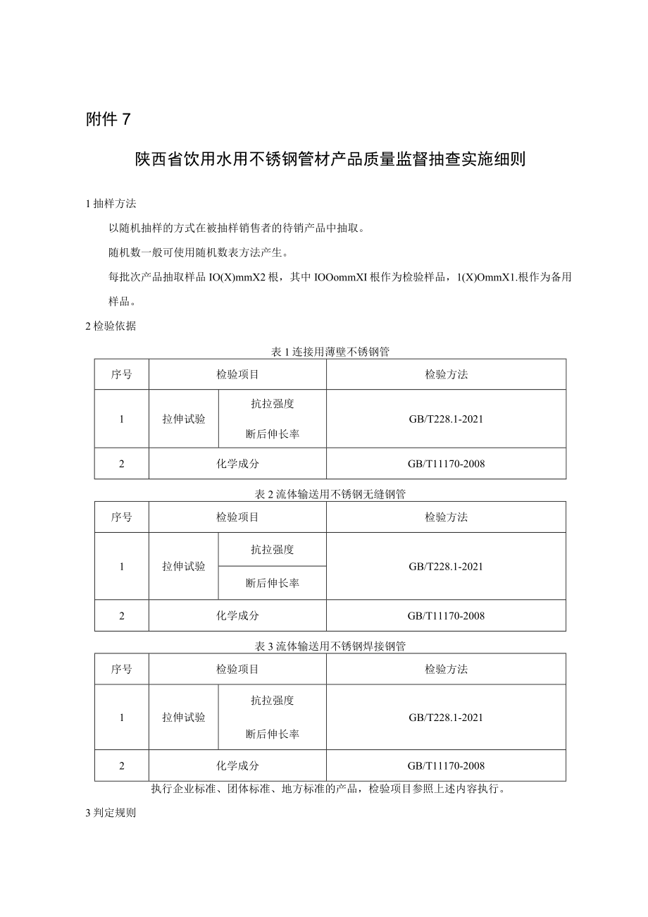 陕西省饮用水用不锈钢管材产品质量监督抽查细则.docx_第1页