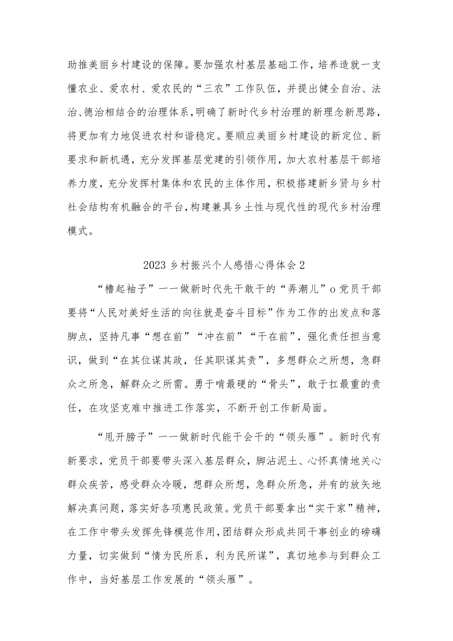 个人2023乡村振兴感悟心得体会五篇.docx_第3页