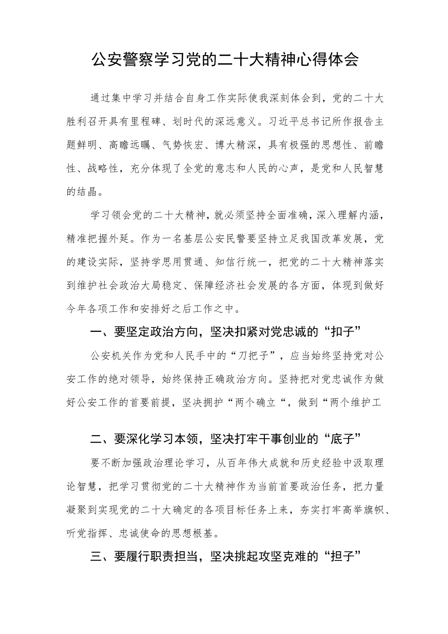 公安警察学习宣传贯彻党的二十大精神心得体会(通用三篇).docx_第3页