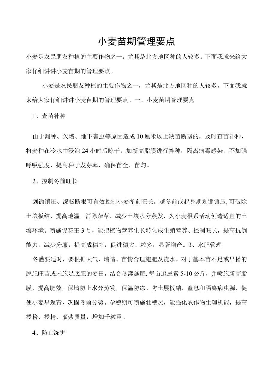 小麦苗期管理要点.docx_第1页