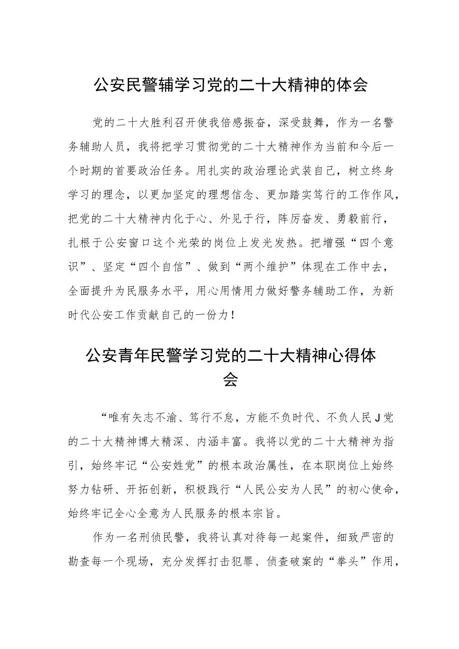 (3篇)公安民警辅学习党的二十大精神的体会范文.docx_第1页