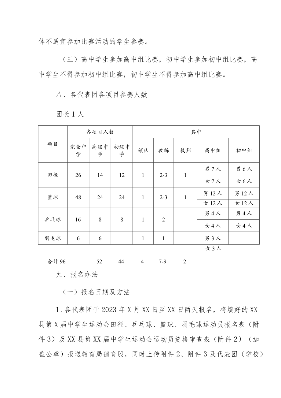 XX县第X届中学生运动会实施方案.docx_第3页