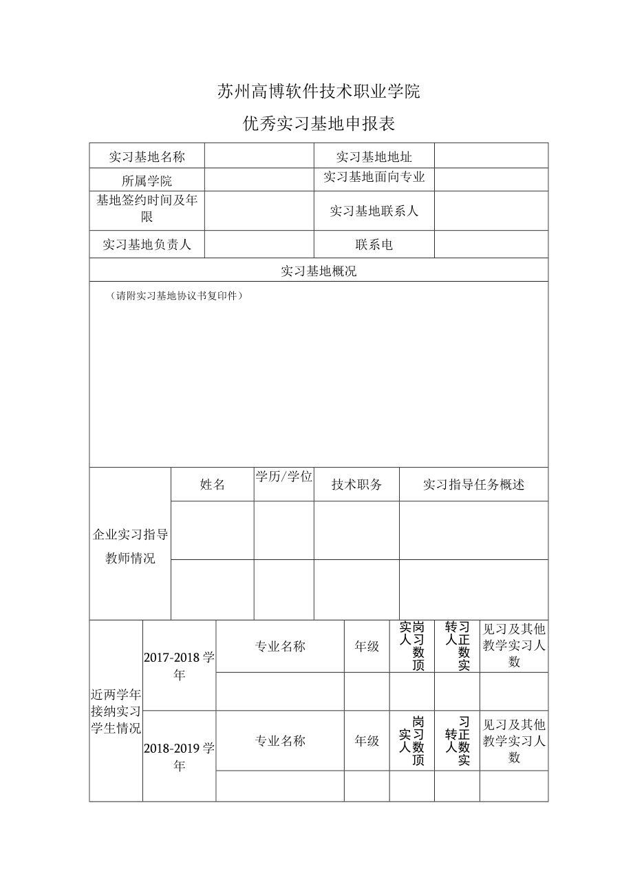 苏州高博软件技术职业学院优秀实习基地申报表.docx_第1页