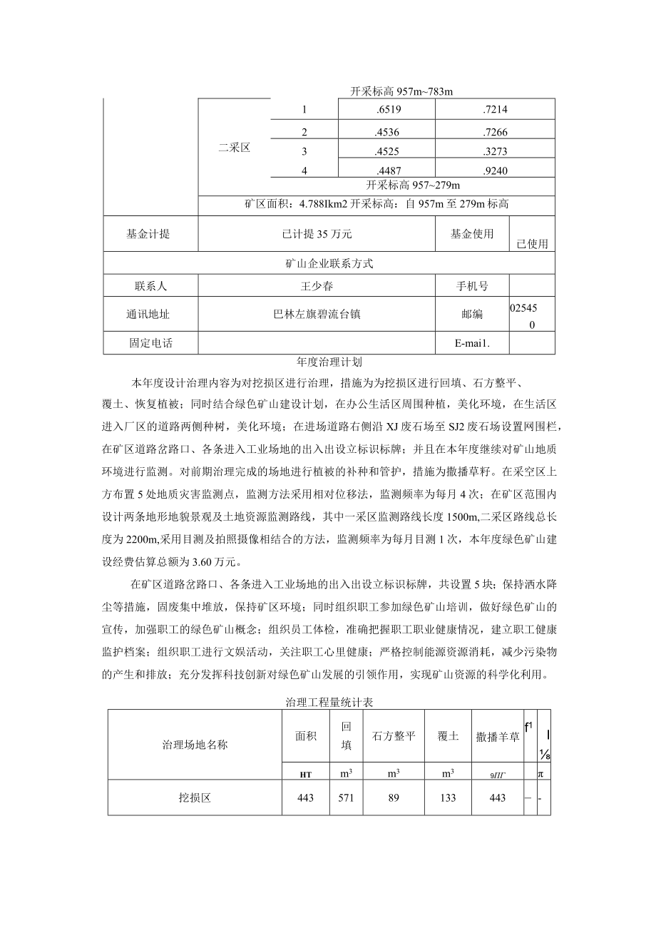 赤峰浩洲矿业有限责任公司二道营子铅锌铜钼矿2023年度绿色矿山建设计划书矿山企业基本情况.docx_第2页