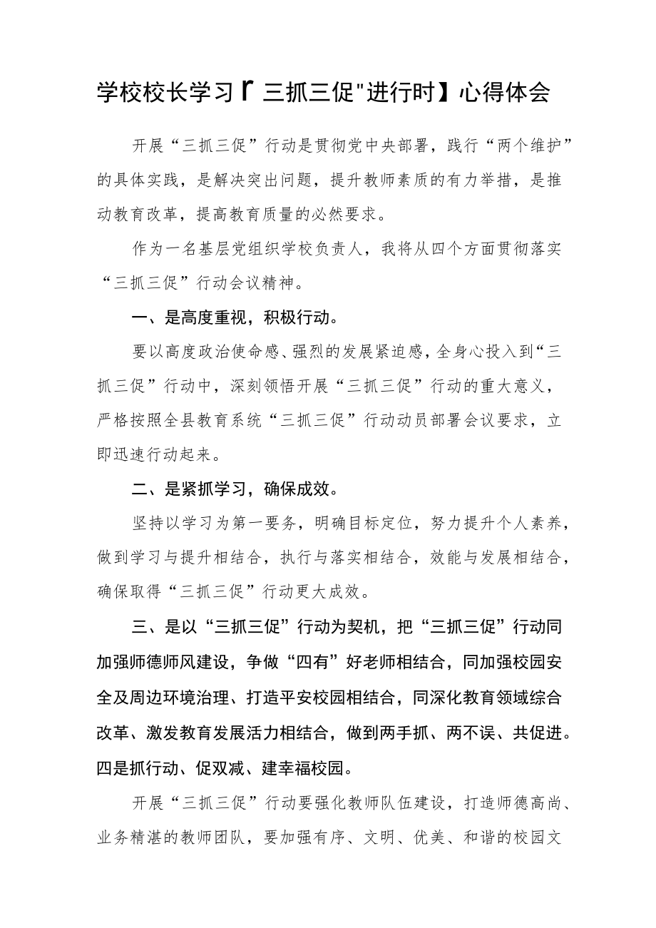 （共三篇）一线教师“三抓三促”行动学习心得感想.docx_第2页