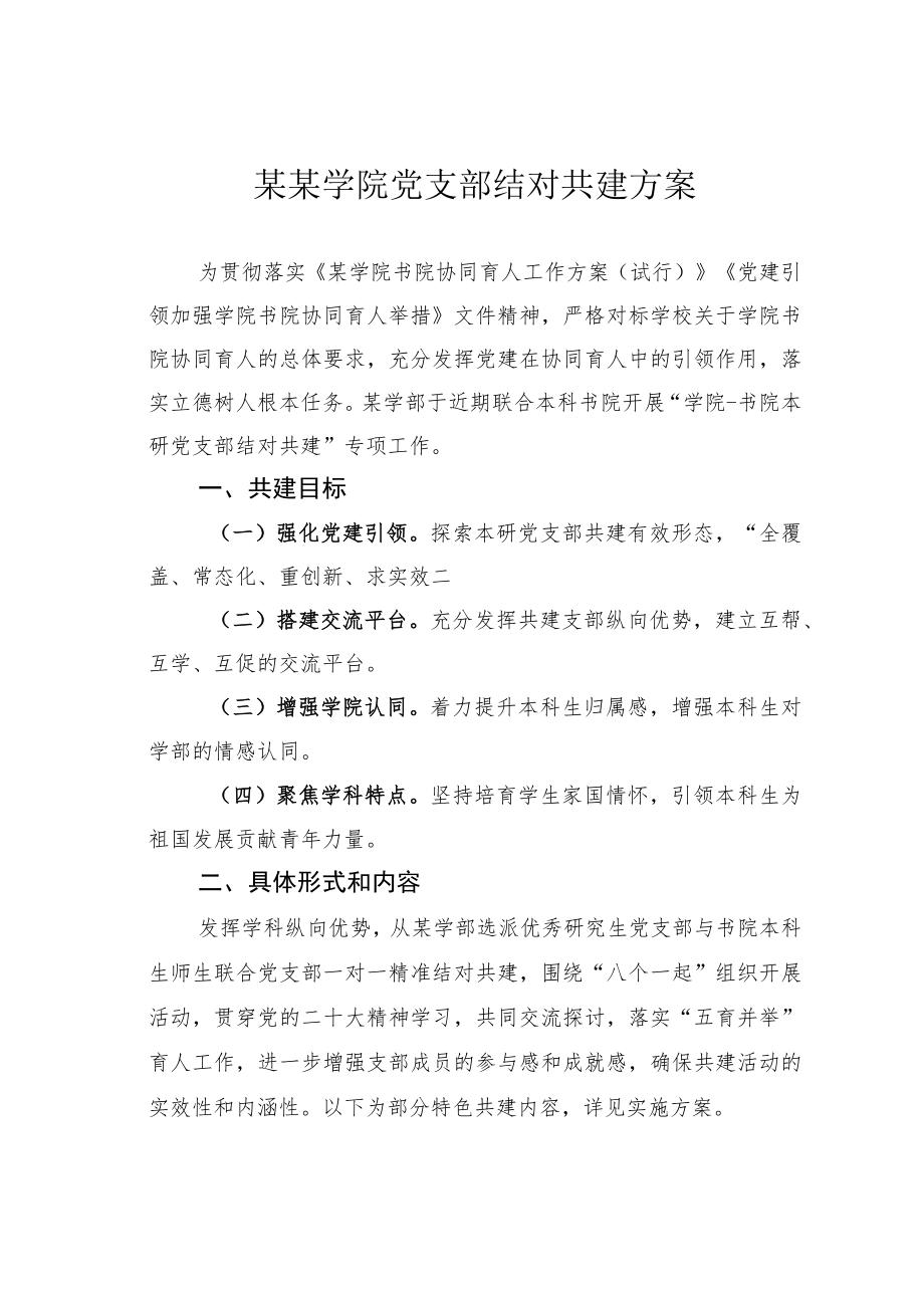 某某学院党支部结对共建方案.docx_第1页