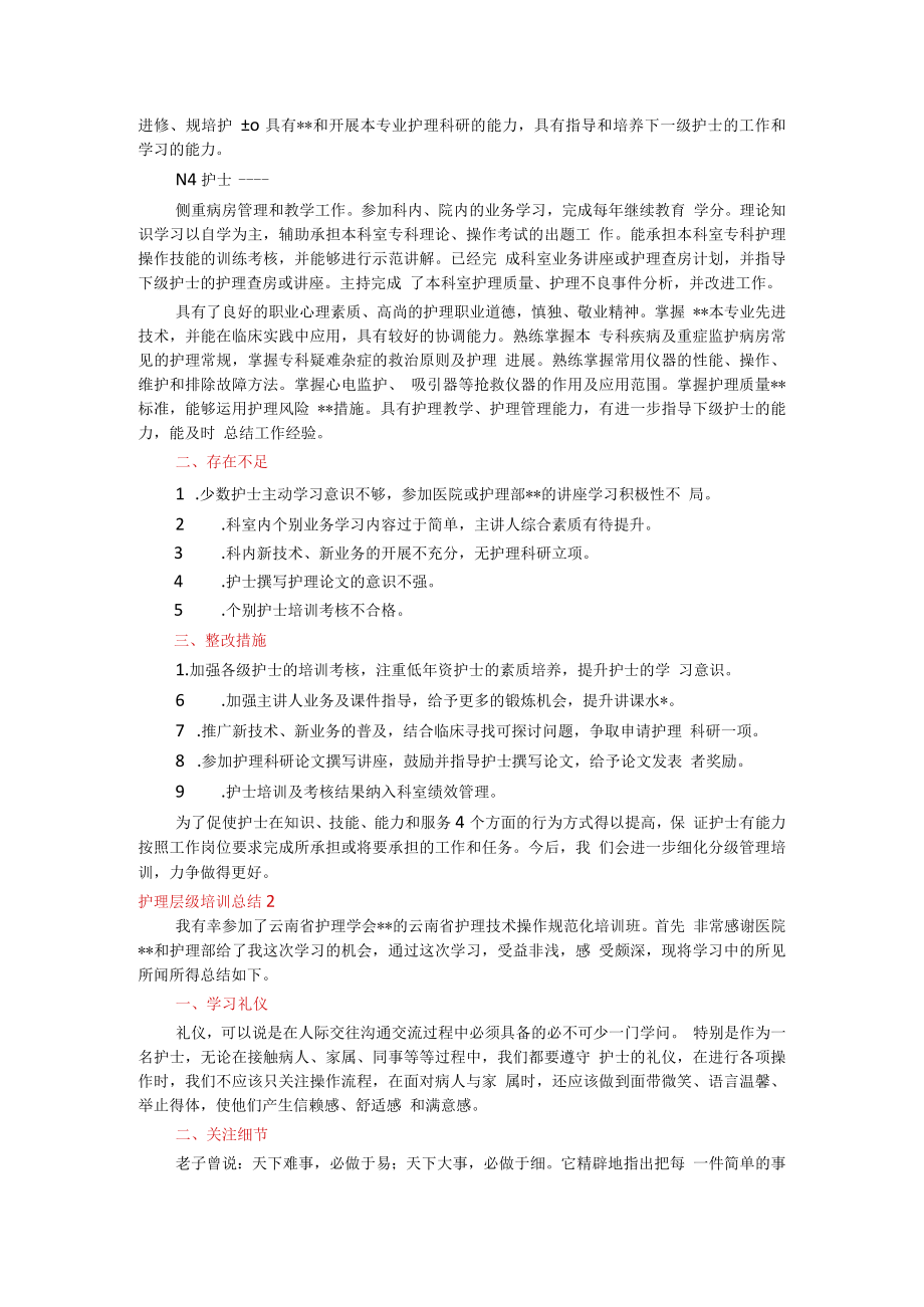 护理层级培训总结 (菁选3篇).docx_第2页