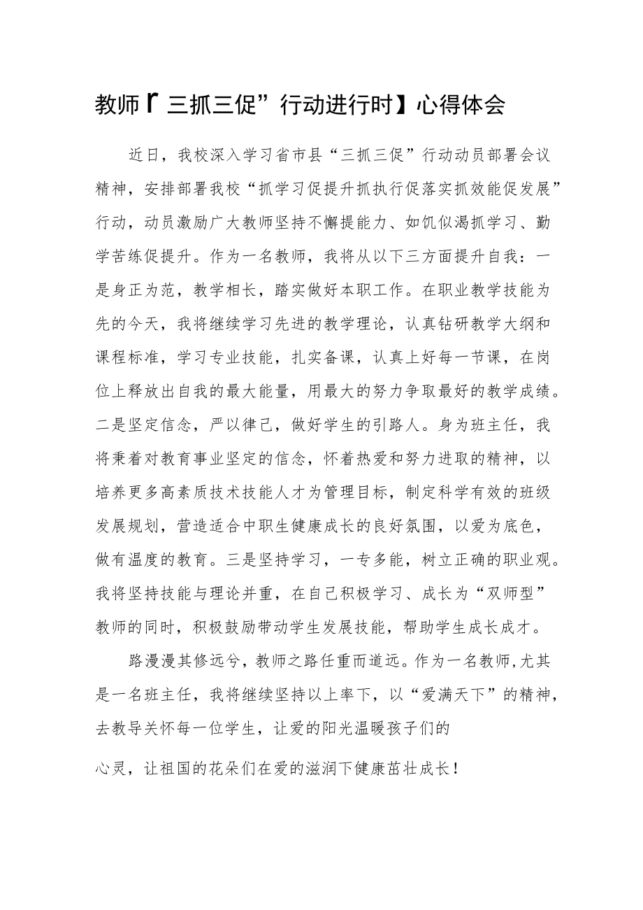 （共三篇）教师【“三抓三促”行动进行时】心得体会.docx_第1页