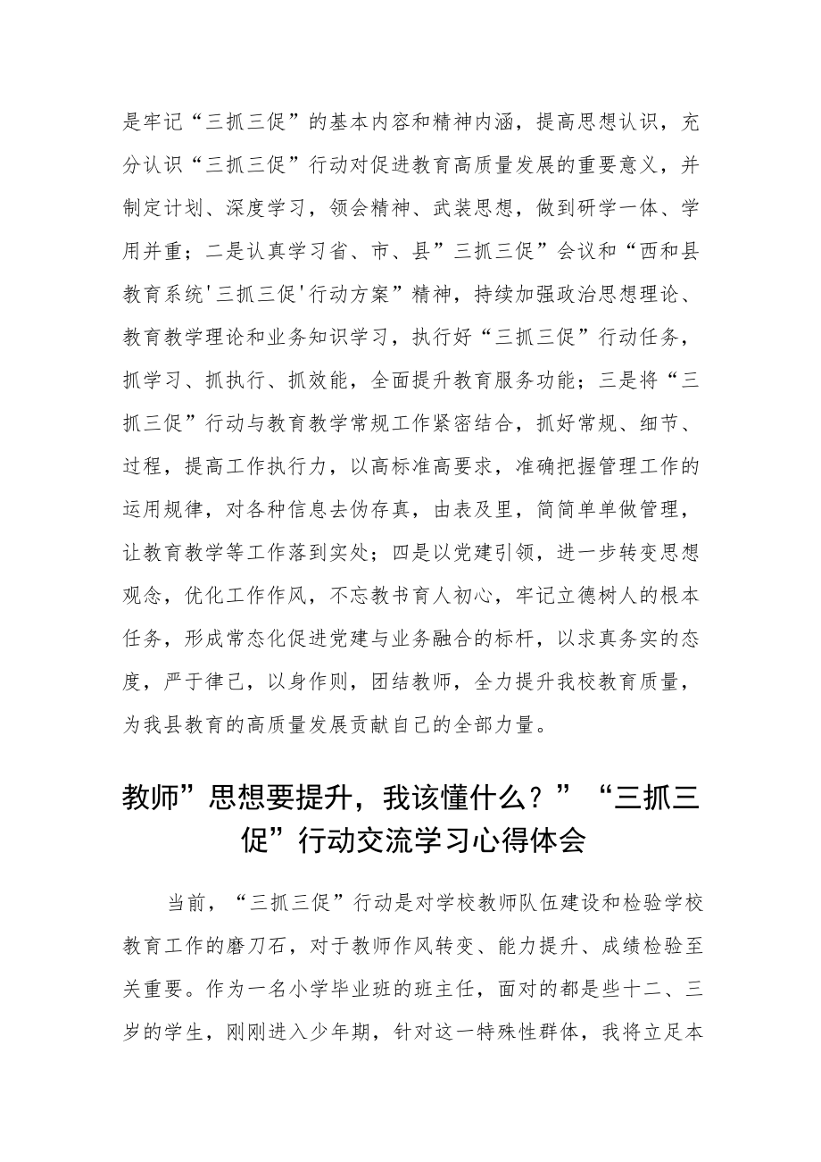 （共三篇）教师学习“三抓三促”行动进行时心得体会范文.docx_第3页