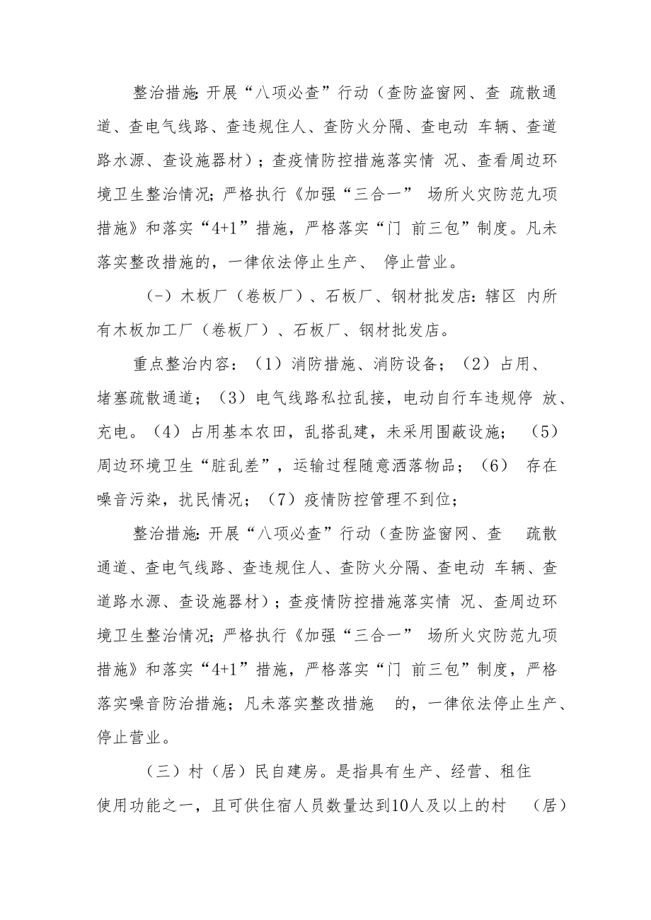 XX镇“三合一”场所及类似场所消防安全专项整治行动方案.docx_第3页