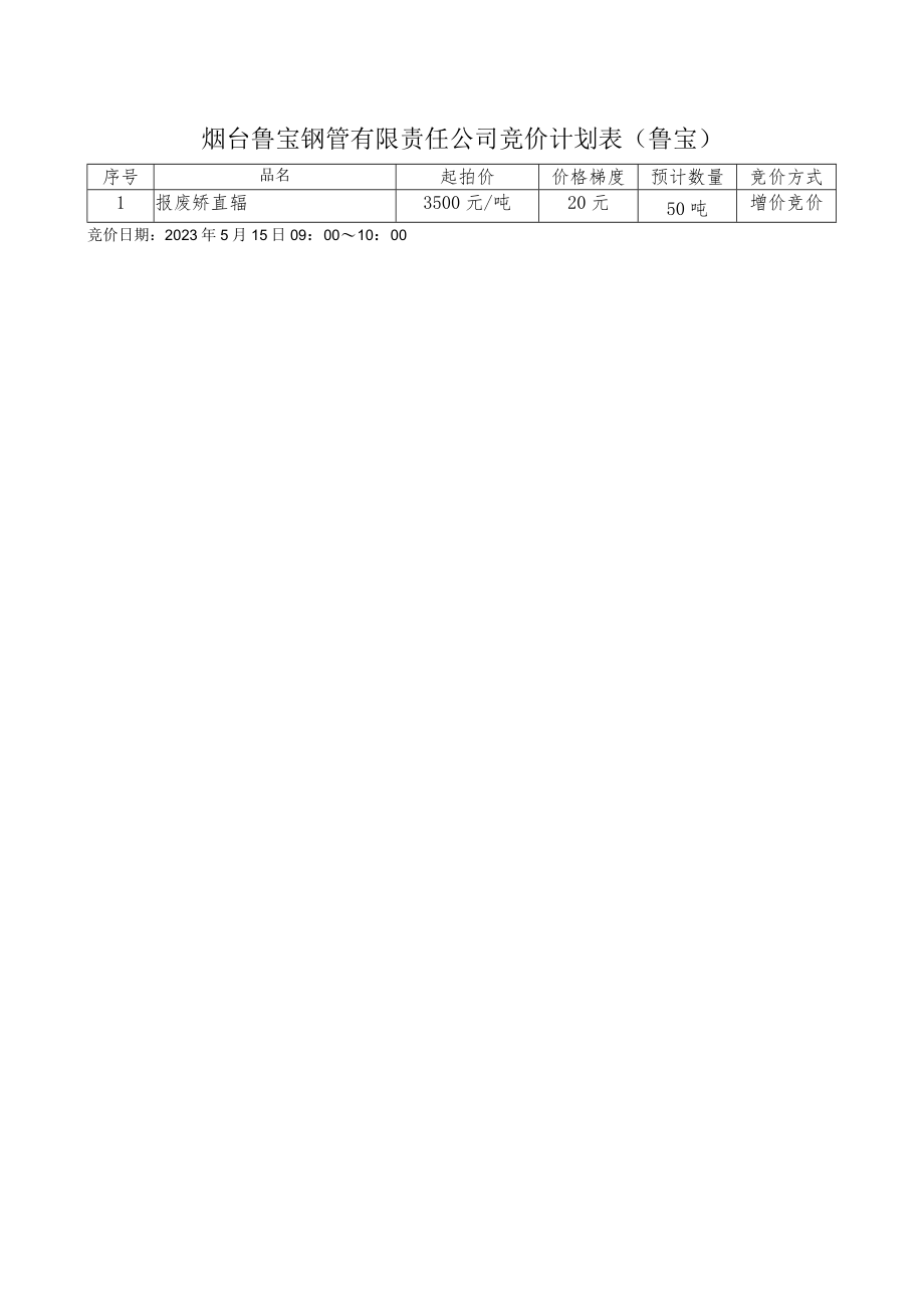 烟台鲁宝钢管有限责任公司竞价计划表鲁宝.docx_第1页