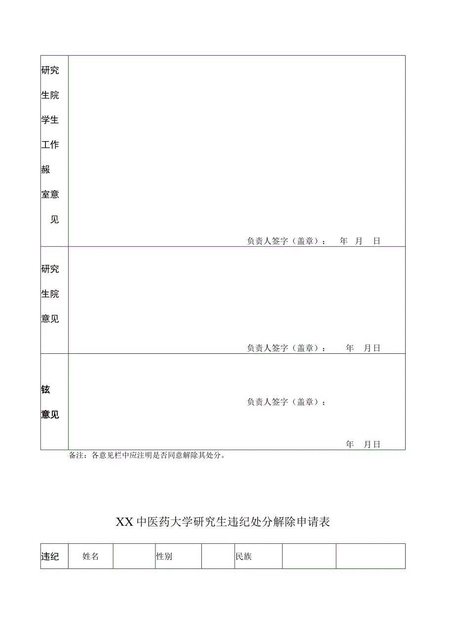 XX中医药大学研究生违纪处分解除申请表（表样））.docx_第2页