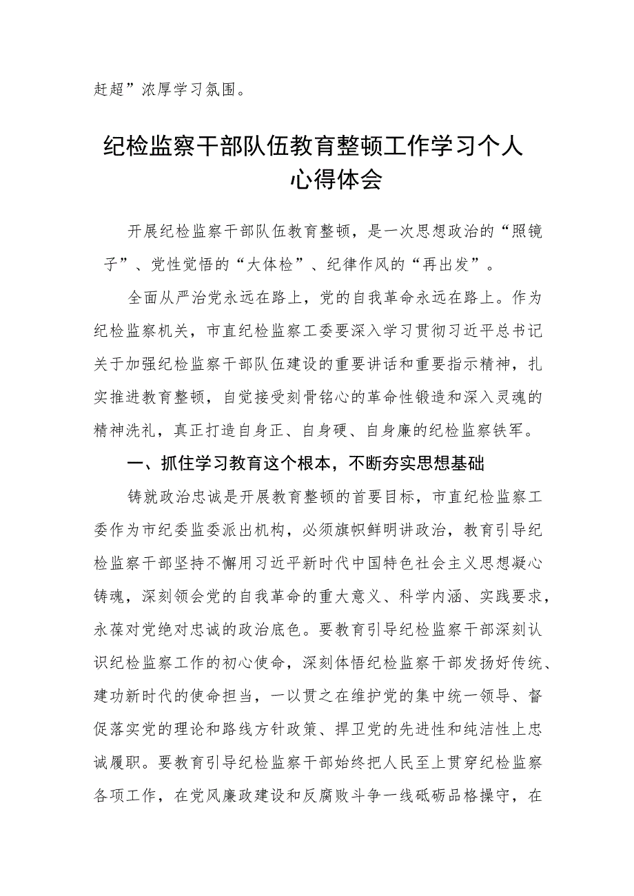 纪检监察干部队伍教育整顿心得体会感想（3篇）范本.docx_第3页