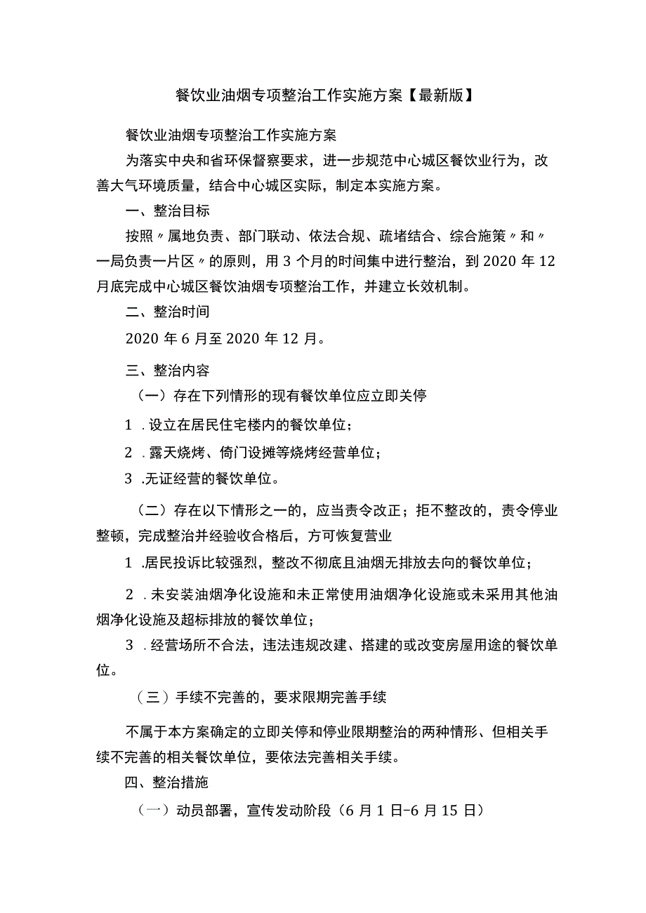 餐饮业油烟专项整治工作实施方案【最新版】.docx_第1页