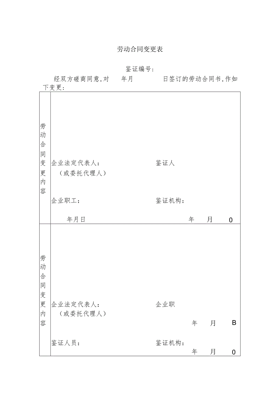 某公司劳动合同变更表(doc 2页).docx_第1页