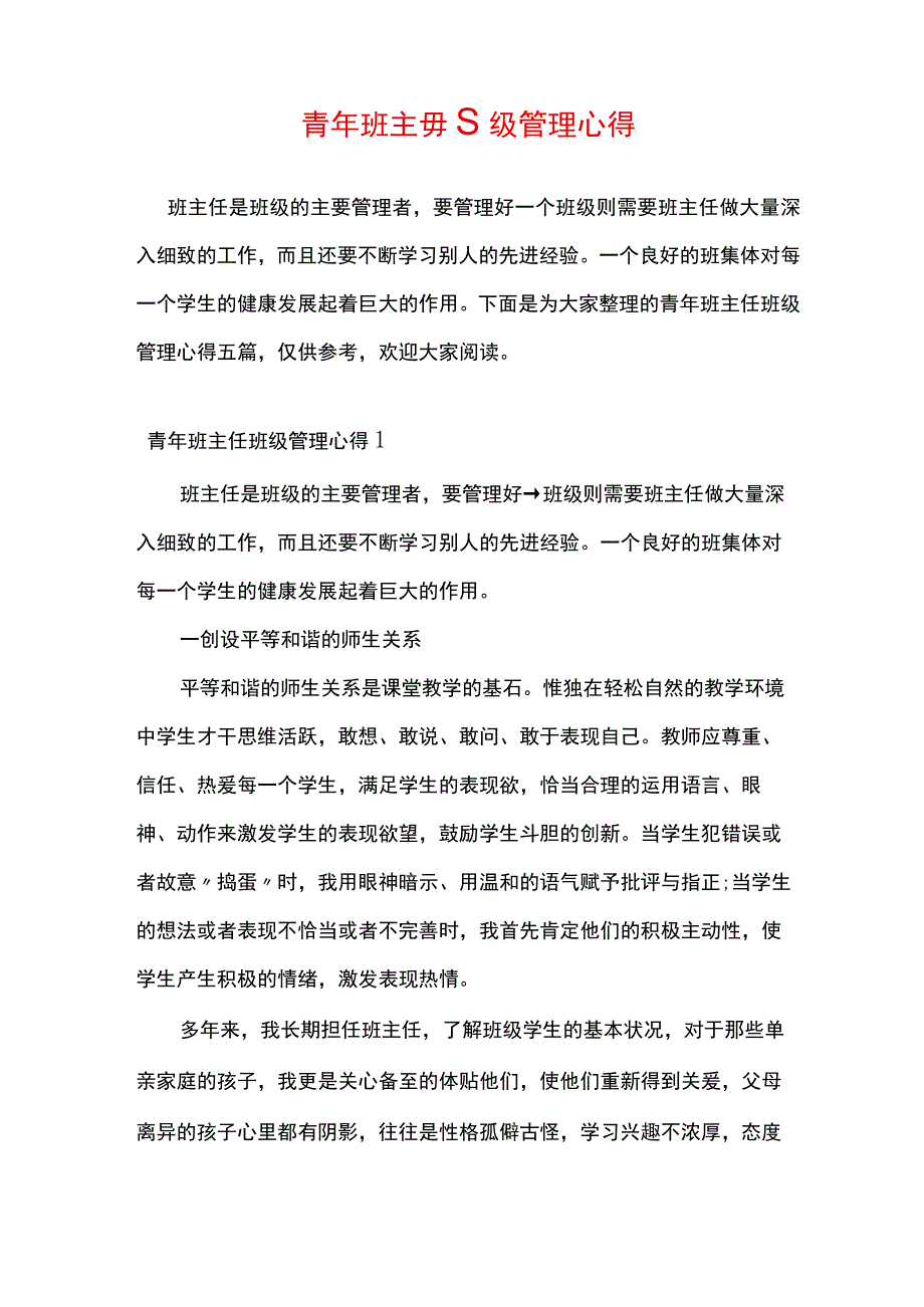 青年班主任班级管理心得.docx_第1页