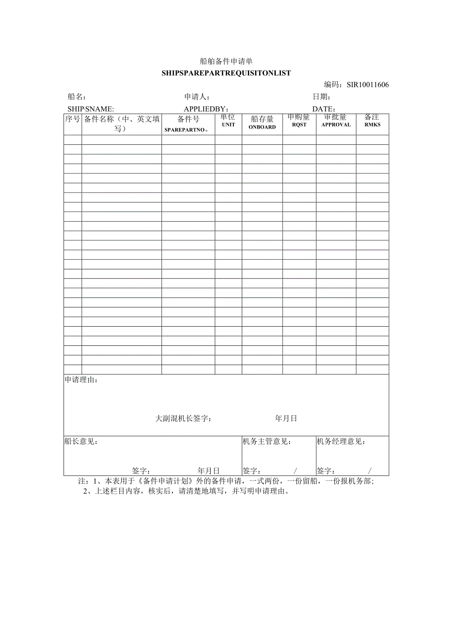 船舶备件申请单.docx_第1页