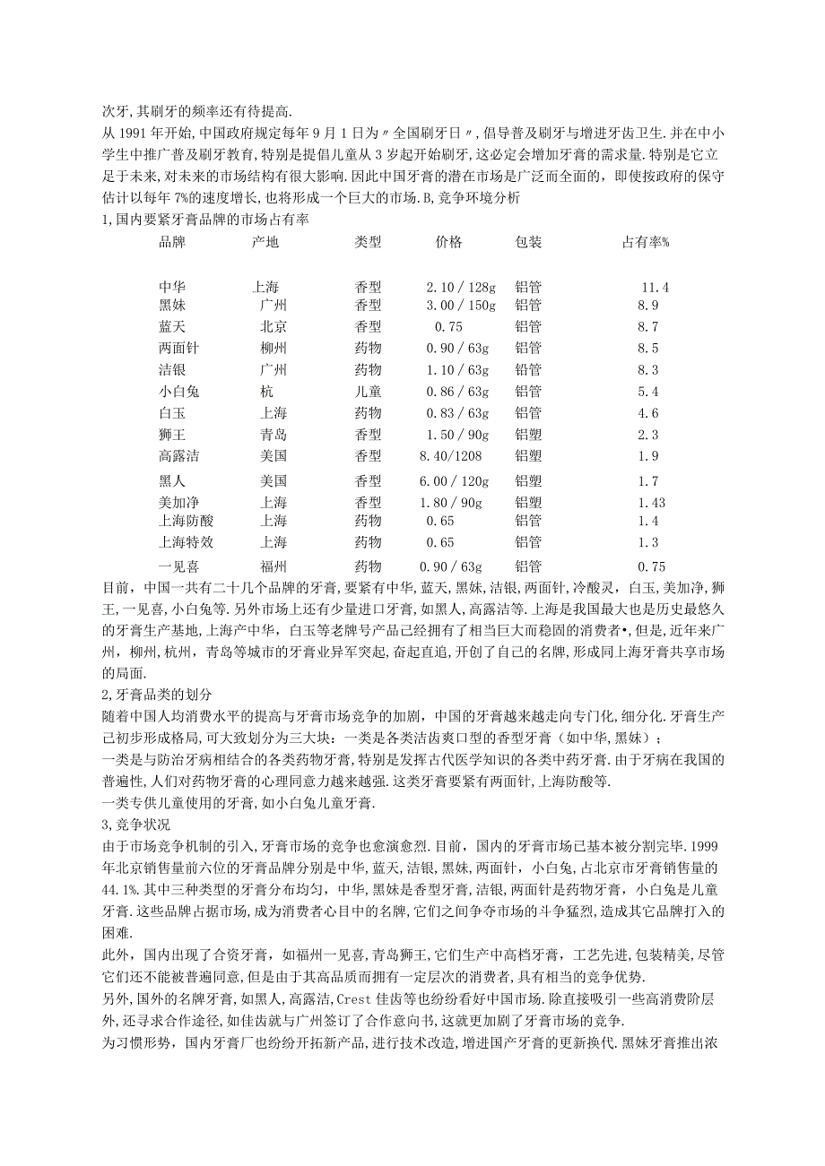 某品牌牙膏大陆市场推广计划书.docx_第2页