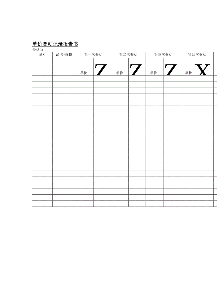 某企业单价变动记录报告书(doc 1页).docx_第1页