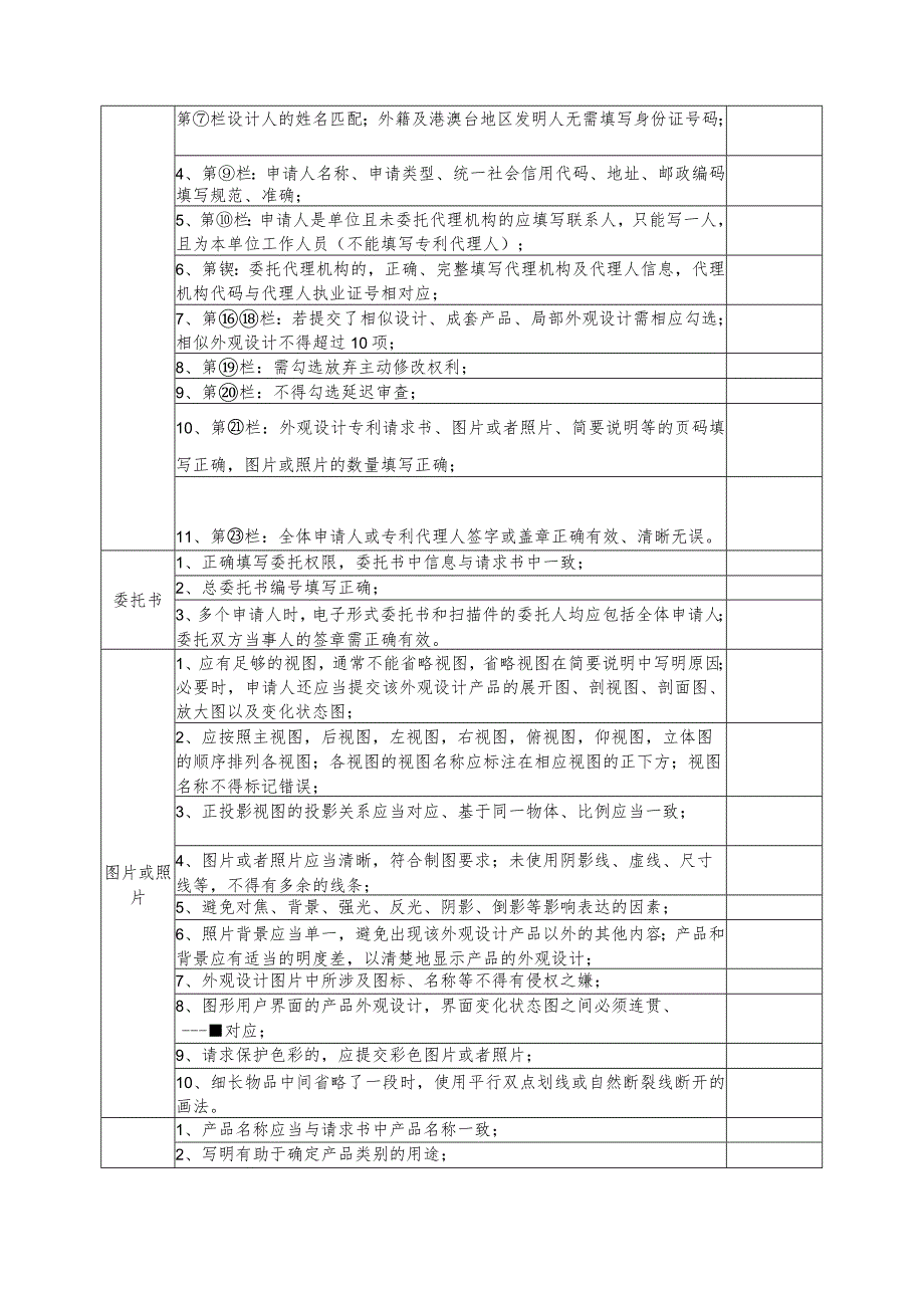 贵阳市知识产权保护中心外观设计预审申请文件自查表.docx_第2页