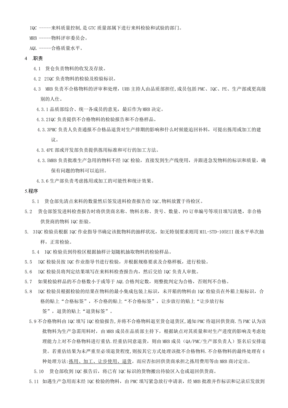 来料检验(IQC)控制程序验证来料是否符合规定要求.docx_第3页