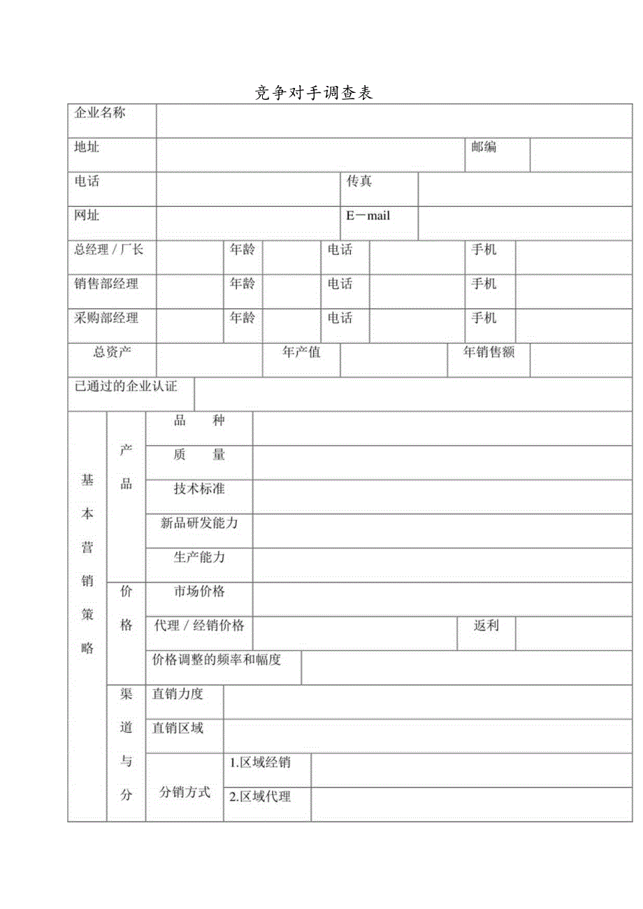 竞争对手情况分析调查表(doc 4页).docx_第1页