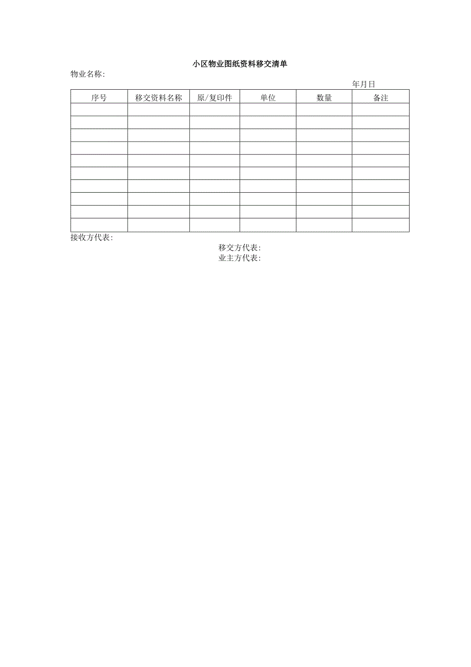 小区物业图纸资料移交清单.docx_第1页