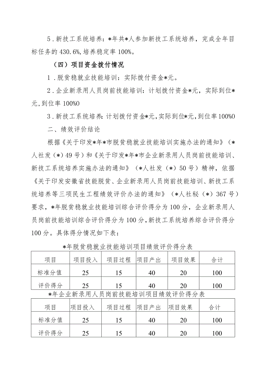 市脱贫稳就业技能培训、岗前培训年度绩效自评报告.docx_第3页