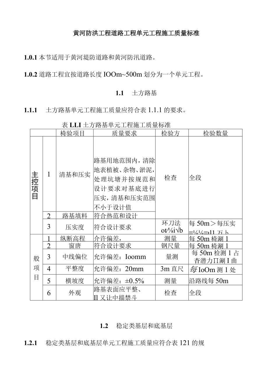 黄河防洪工程道路工程单元工程施工质量标准.docx_第1页