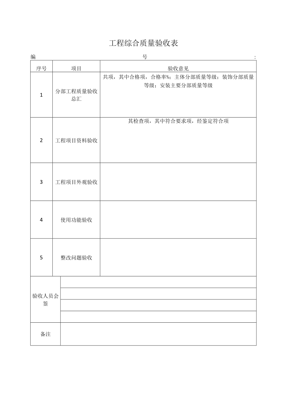 工程综合质量验收表.docx_第1页