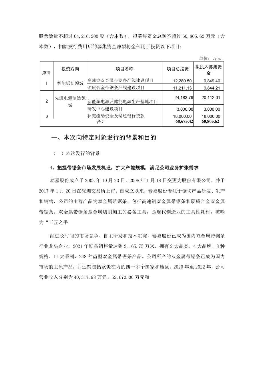 泰嘉股份：2022年度向特定对象发行股票方案的论证分析报告（修订稿）.docx_第2页