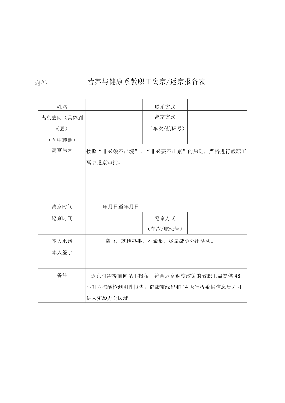 营养与健康系教职工离京返京报备表.docx_第1页