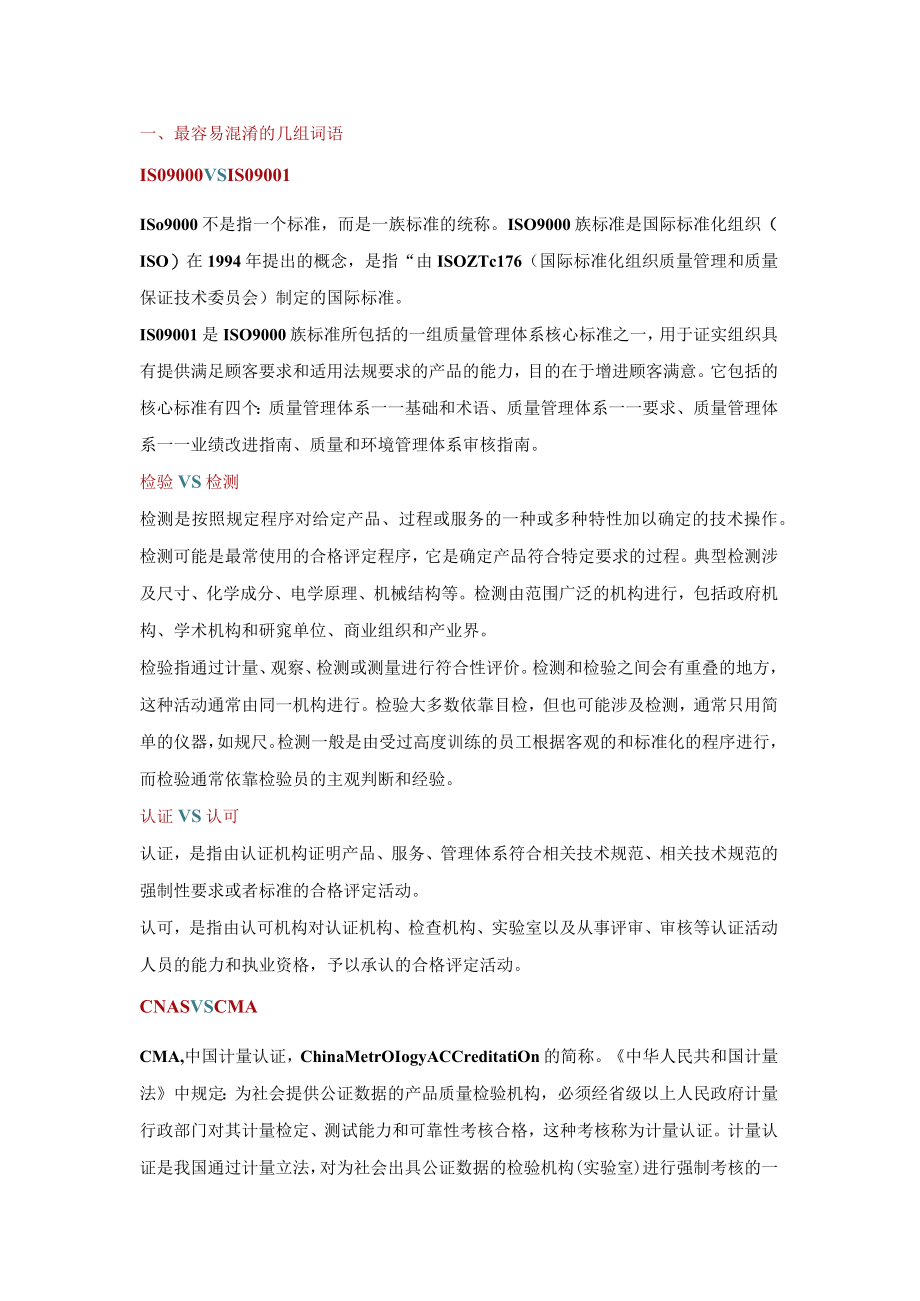 质量认证入门词汇集锦.docx_第1页