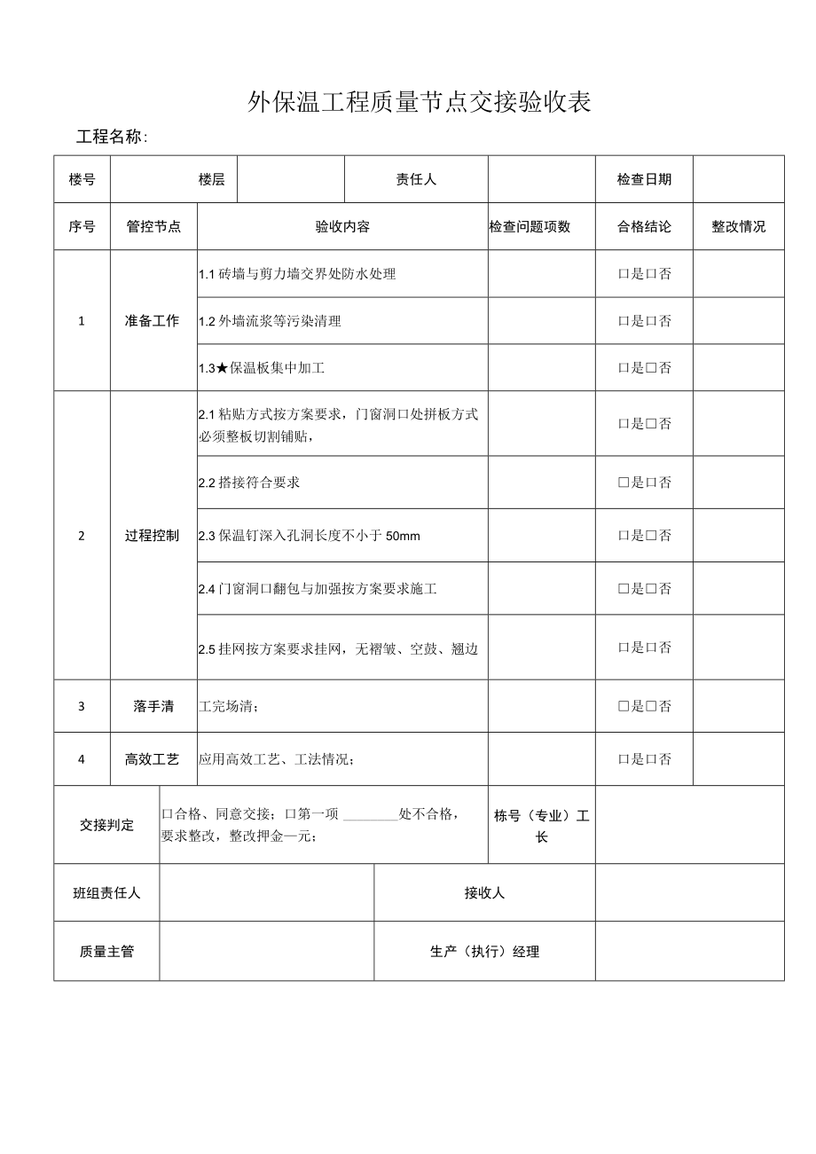 外保温工程质量节点交接验收表.docx_第1页