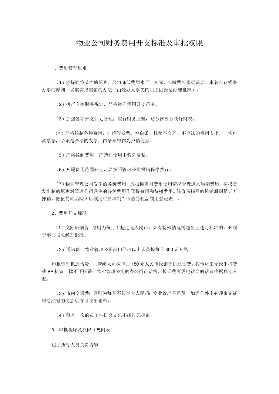 物业公司财务费用开支标准及审批权限.docx_第1页