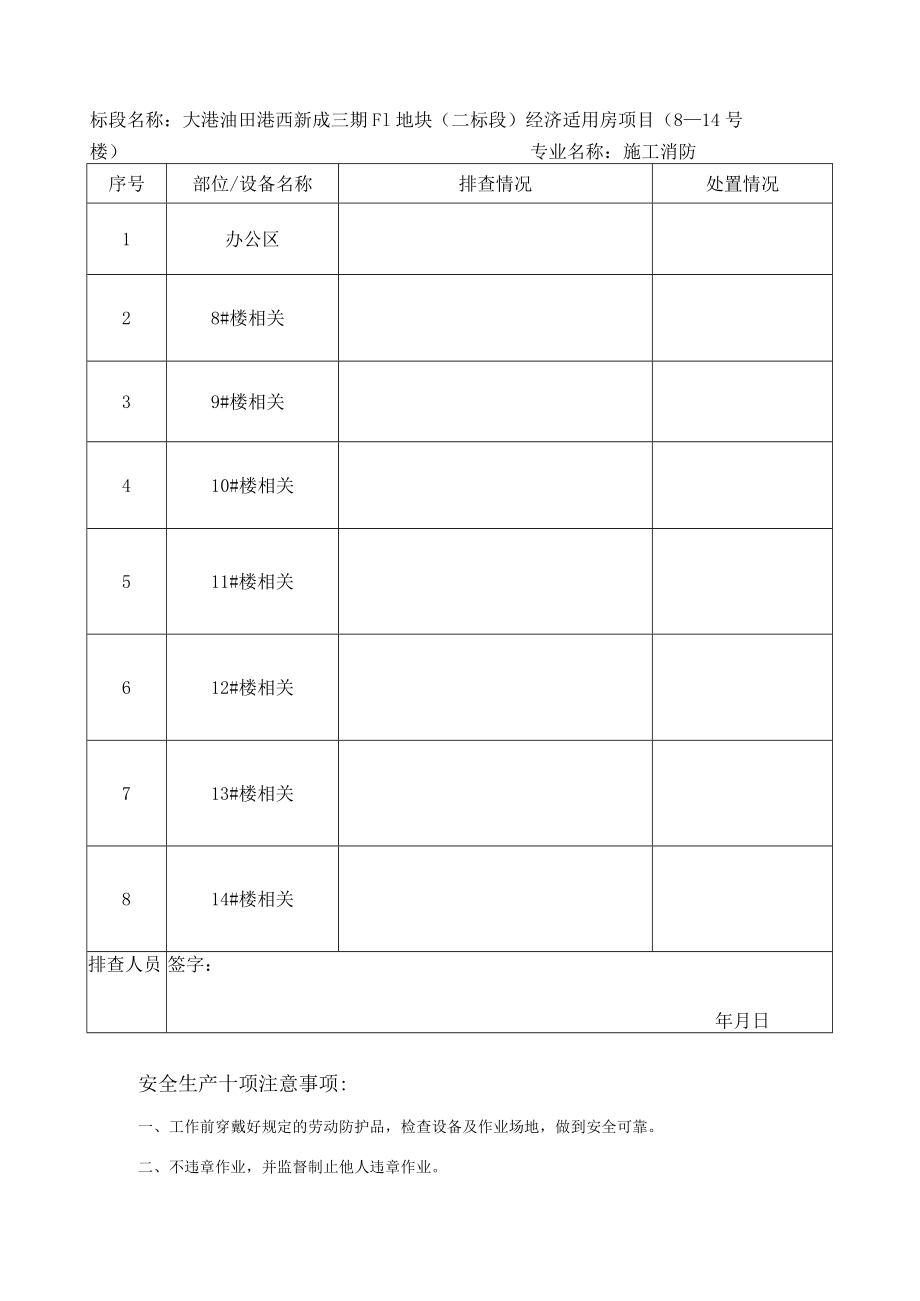 施工消防排查模板.docx_第1页