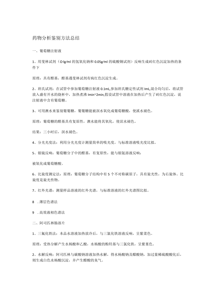 药物分析解析实验药物鉴别.docx_第1页