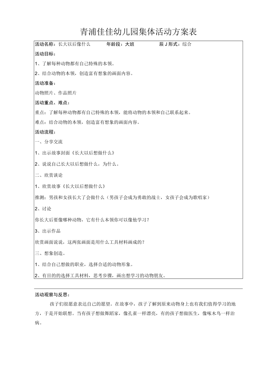 青浦佳佳幼儿园集体活动方案表.docx_第1页