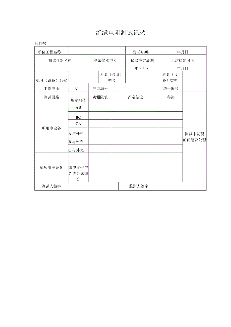 绝缘电阻测试记录.docx_第1页