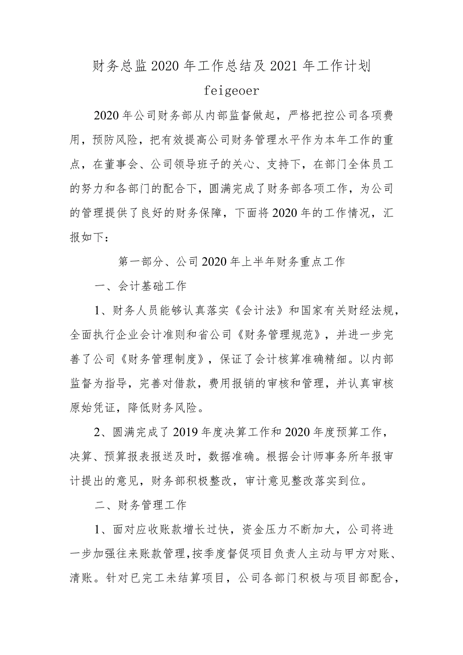 财务总监2020年工作总结及2021年工作计划.docx_第1页