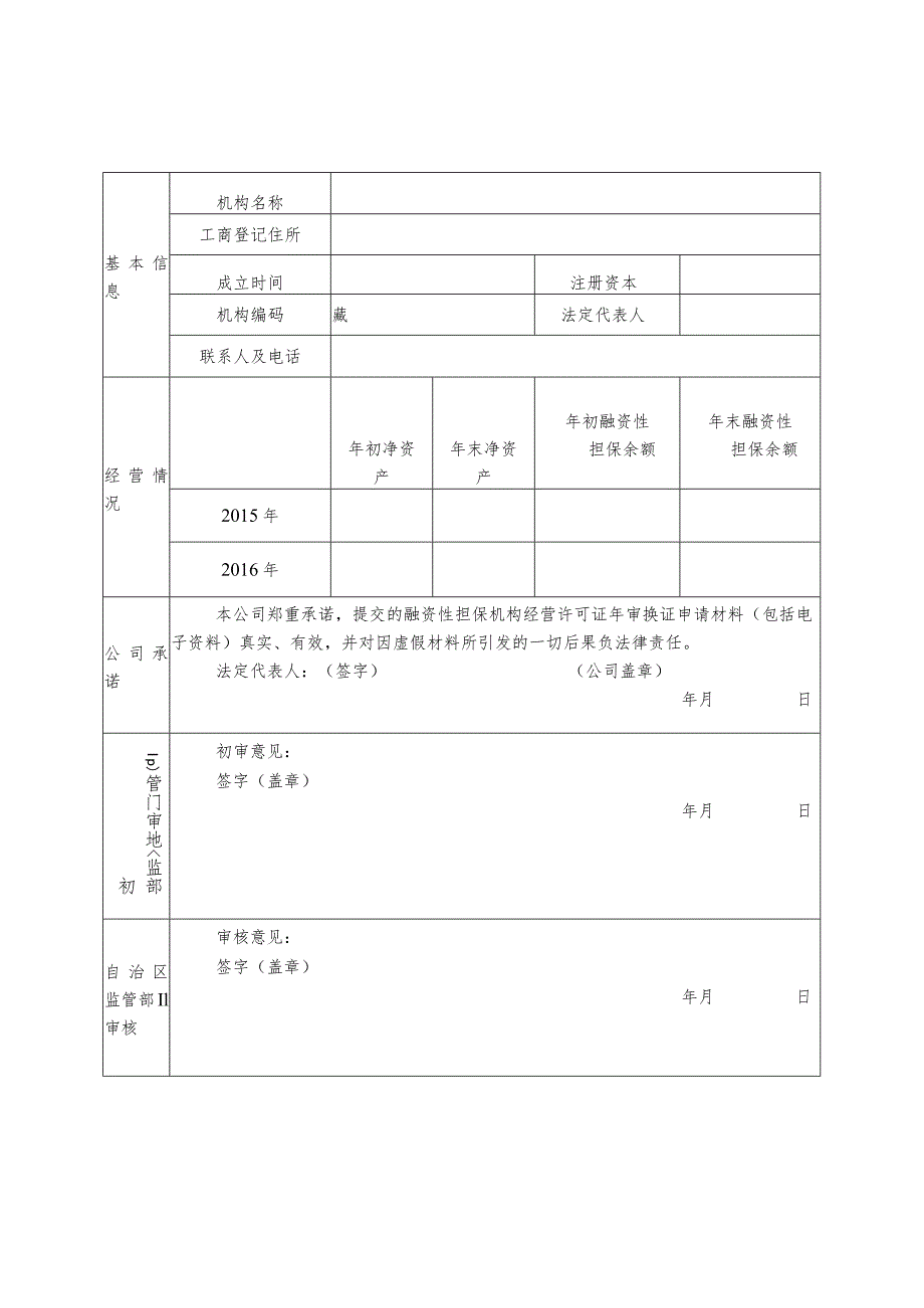 融资性担保机构经营许可证年审换证申请材料.docx_第1页