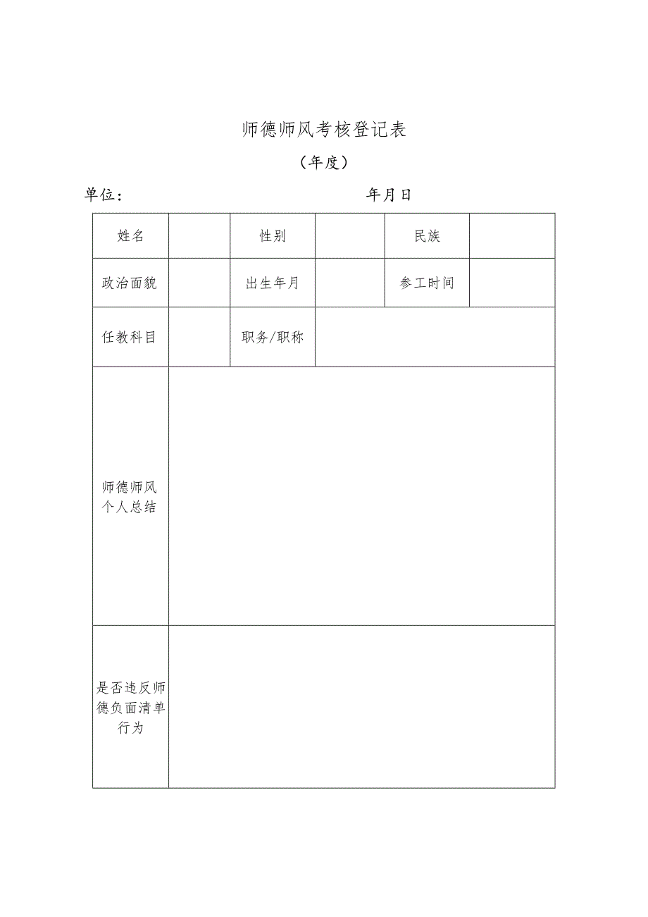 师德师风考核登记表.docx_第1页