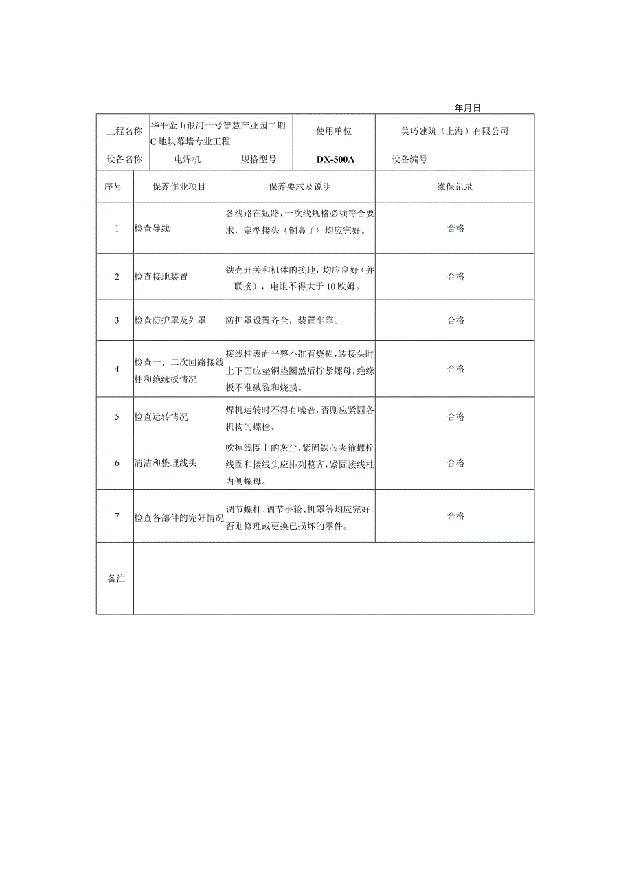 幕墙工程施工现场工具、设备维修保养记录表.docx_第2页