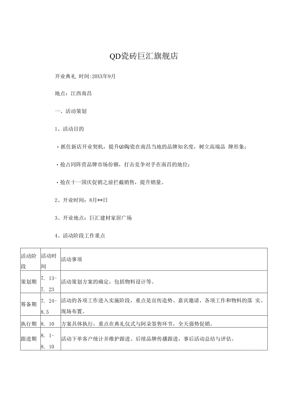 QD瓷砖巨汇旗舰店开业典礼方案hstz.docx_第1页