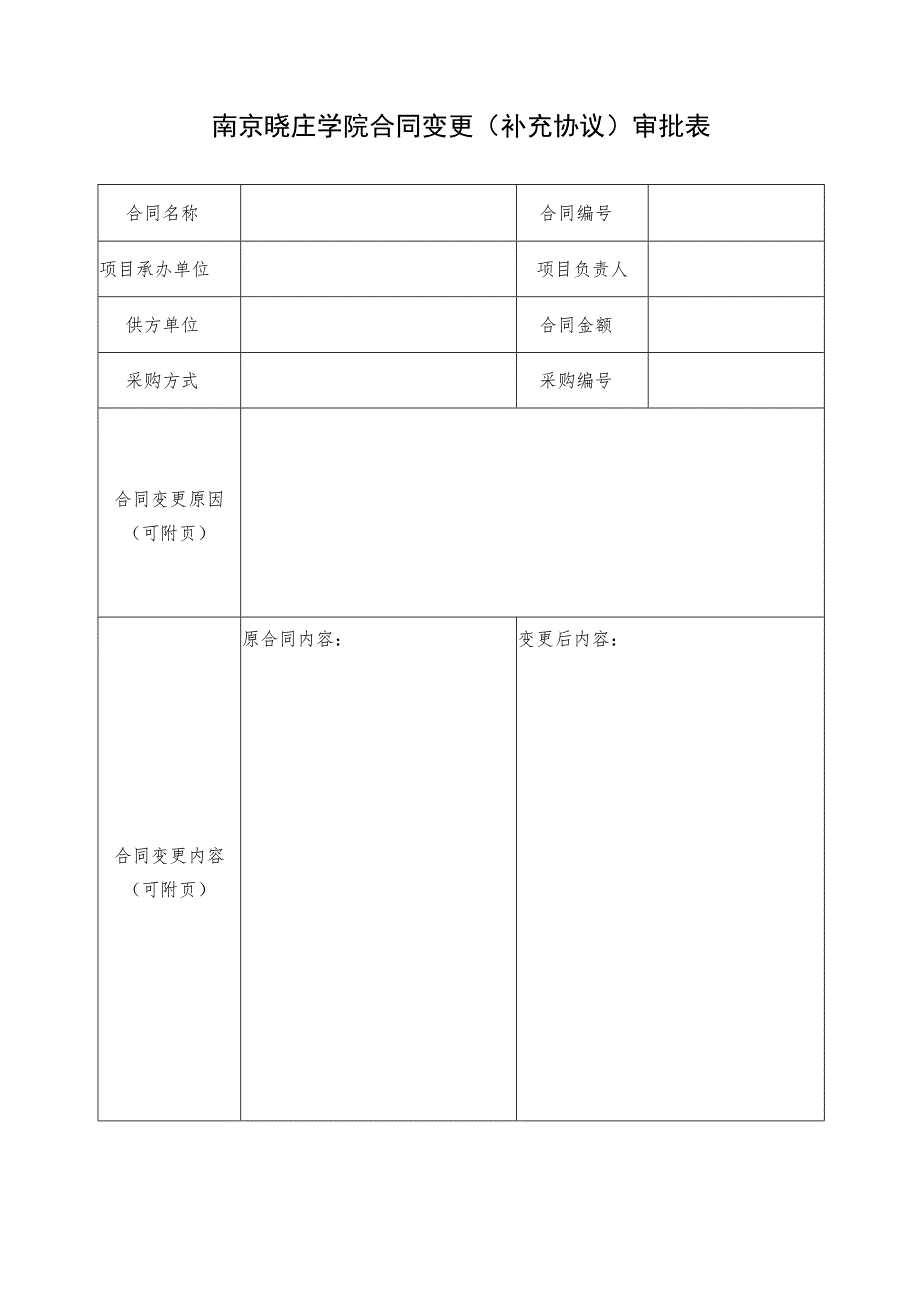 南京晓庄学院合同变更补充协议审批表.docx_第1页