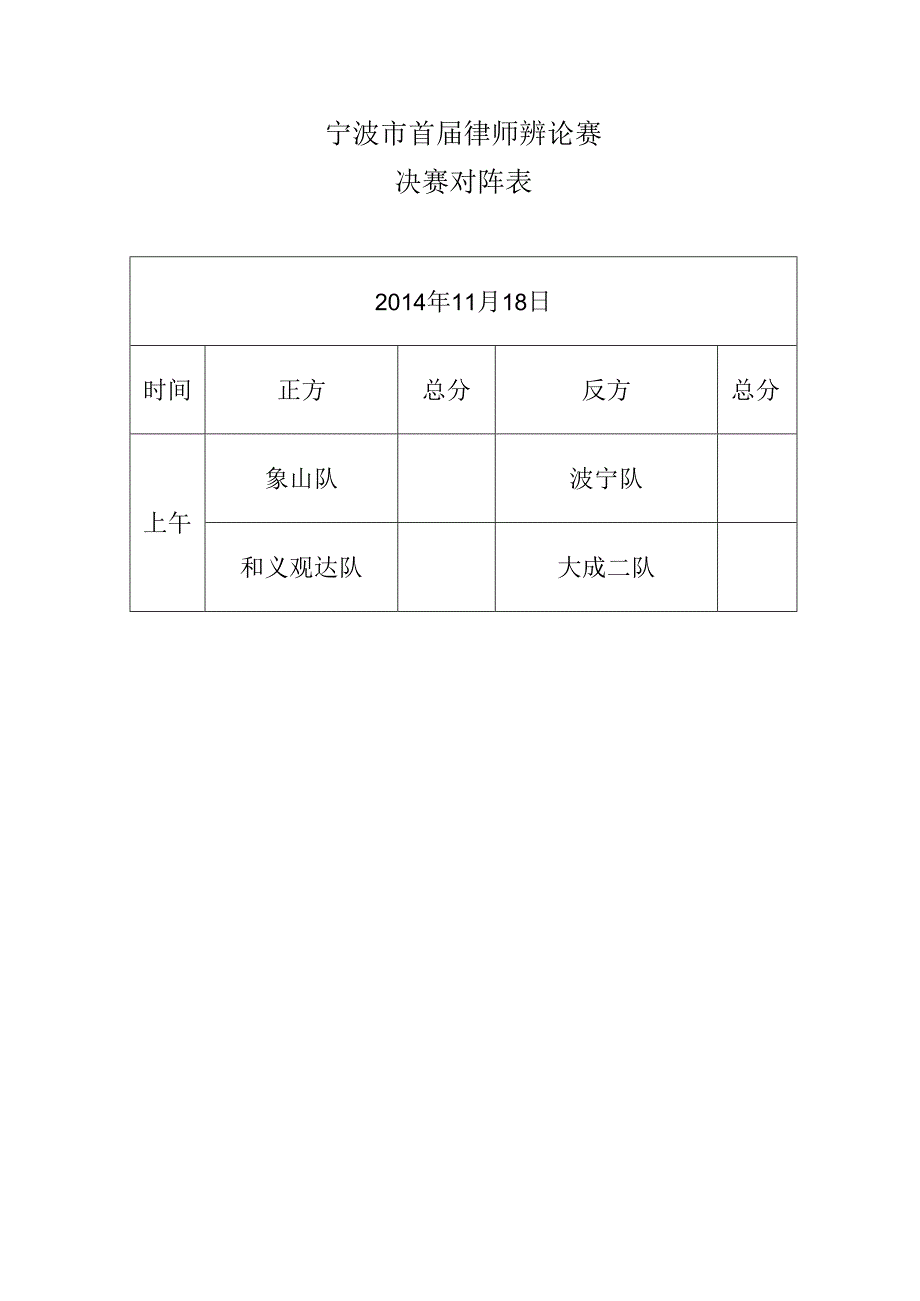 宁波市首届律师辨论赛决赛对阵表.docx_第1页