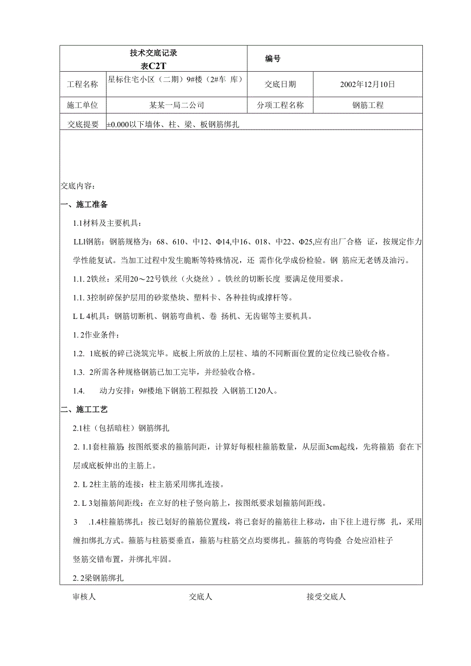 墙体、柱、梁、板钢筋绑扎技术交底.docx_第1页