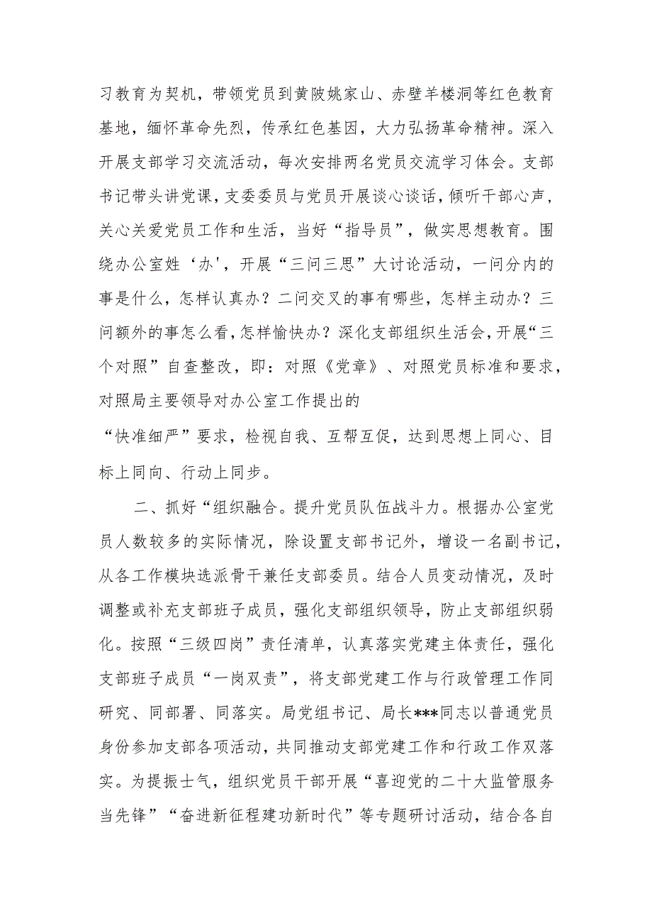 2023市药监局办公室党支部在全市基层党建工作推进会上的汇报材料.docx_第2页